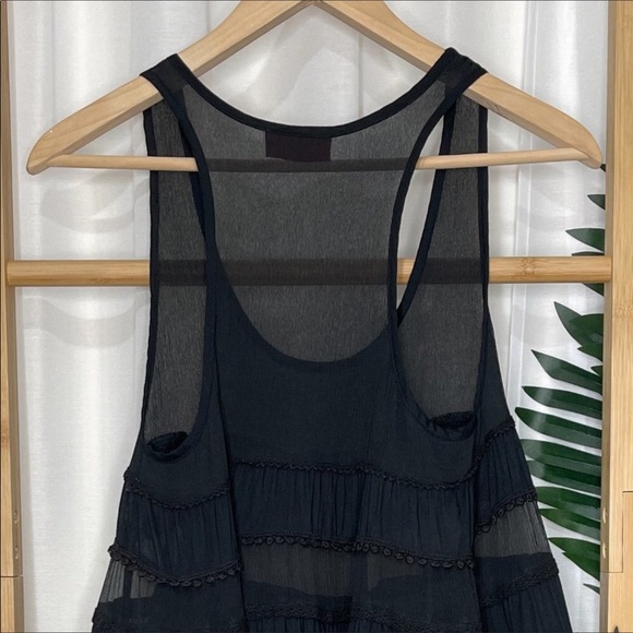 Tigerlily Black Cotton Silk Dress Size 8 - Picture 3 of 6